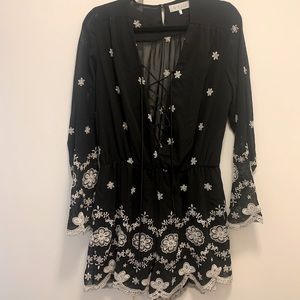 WAYF Black & White Floral Romper- Medium